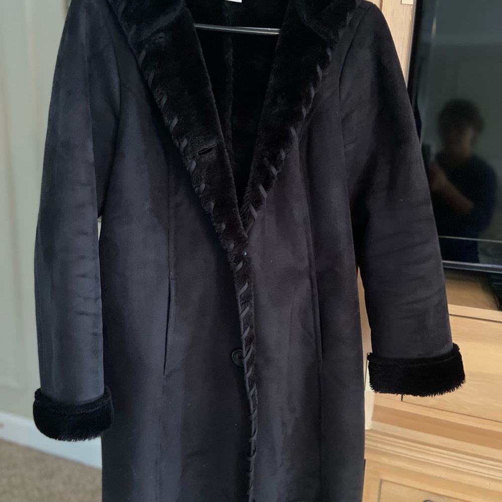 Women’s medium black faux suede/faux fur coat